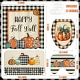 thumbnail image 3 of 4 Pcs Fall Pumpkin Shower Curtain Sets 72" Autumn Farmhouse Bathroom Curtain with 12 Hooks Non Slip Rug Toilet Lid Cover and Bath Waterproof Mat Thanksgiving Harvest Home Decor (Vintage), 3 of 6