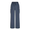 thumbnail image 6 of YueHuiYing Wide Leg Stretchy Work Pants Women Pull on Dress Pants High Waisted Business Trousers Slacks for Women, 6 of 7