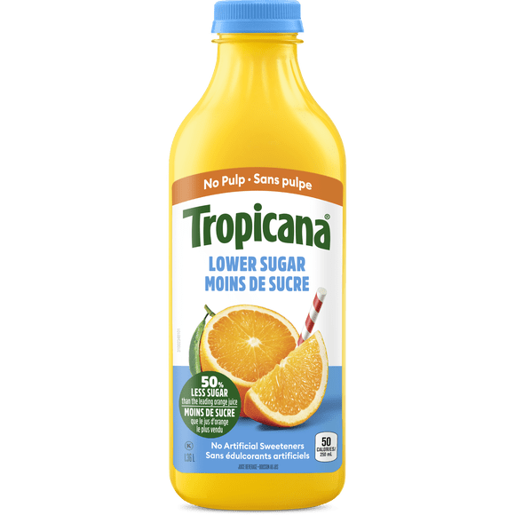 Tropicana® Lower Sugar Orange No Pulp, 1.36L
