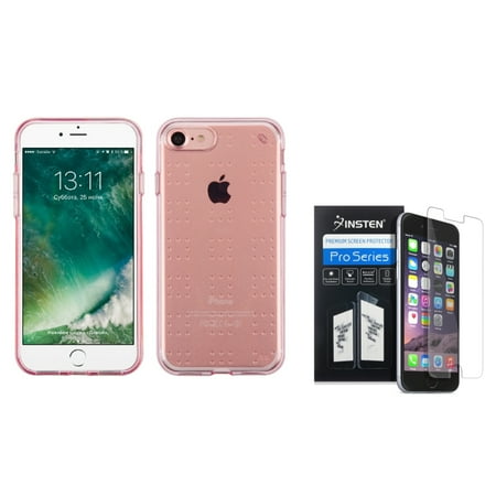 Ultra Slim Guard Skin - Insten Ultra Slim 2.0mm TPU Gel Rubber Skin Dot Case For iPhone 7 - Rose Gold (with Clear LCD Screen Protector Guard)