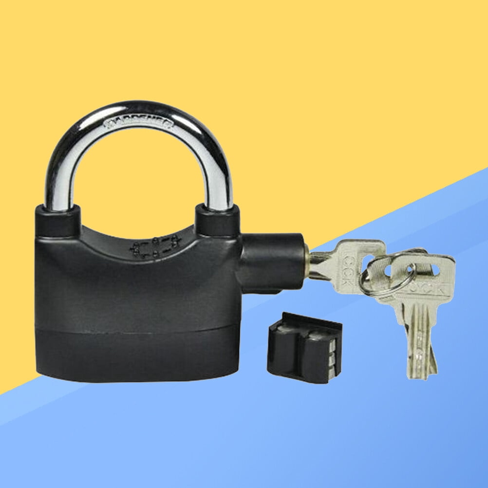 Kkewar Alarm Padlock,Alarm Padlock Anti-Theft Security System for Door Motor with High Decibel (Black)