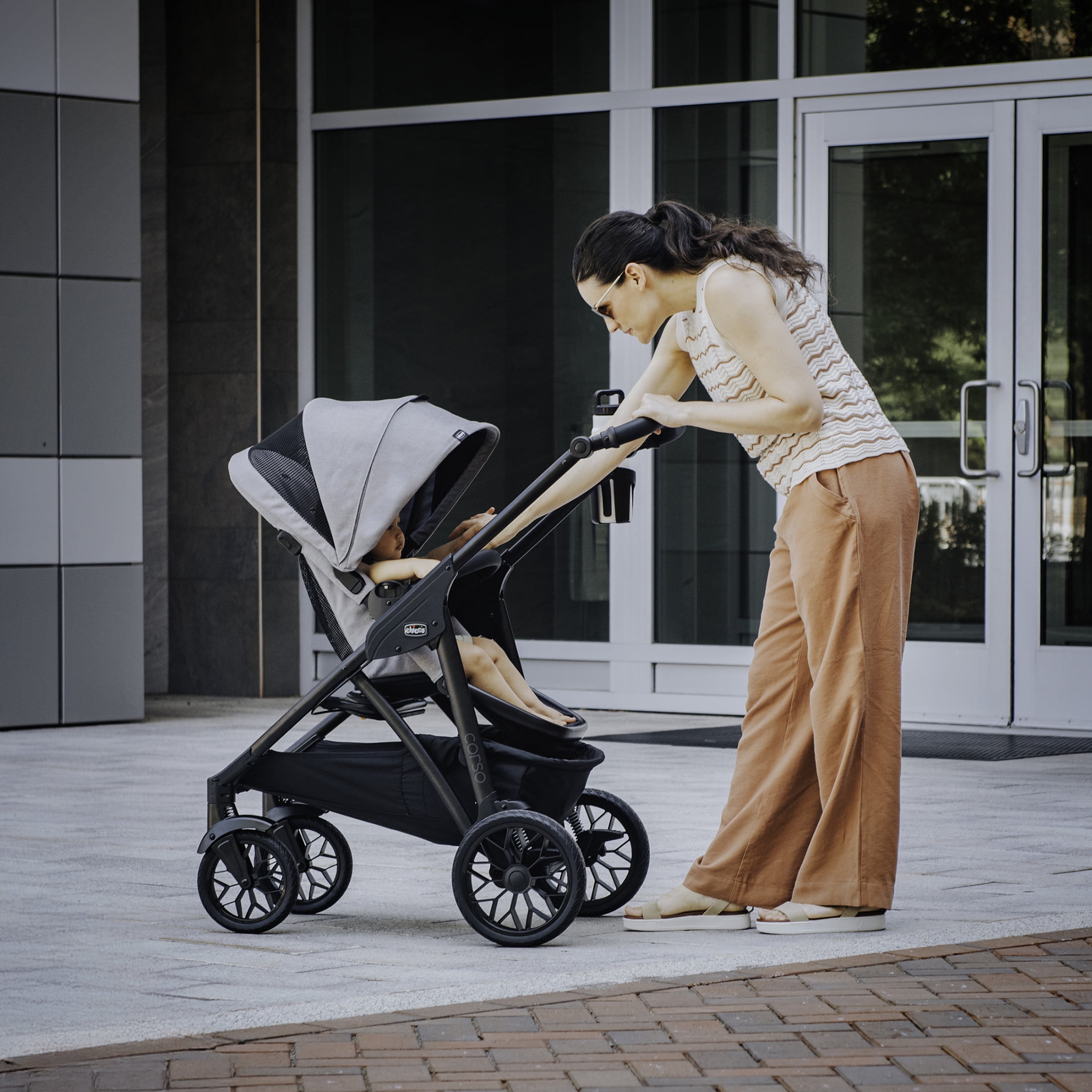 Chicco Corso® LE ClearTex® Modular Travel System with KeyFit® Max ClearTex® Infant Car Seat  - Canyon (Grey), New