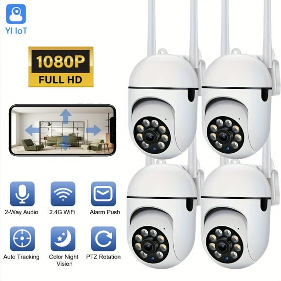 Smart Home Security Cameras YI IoT - 1080P FHD 2.4G WiFi, PTZ Wireless IP Camera with Two-Way Audio, Motion Detection Alerts, Night Vision, Auto Tracking for Elderly, Youngsters, Pets