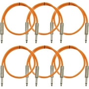 Seismic Audio SASTSX-3, 6 Pack of Orange 3 Foot TS Patch Cable