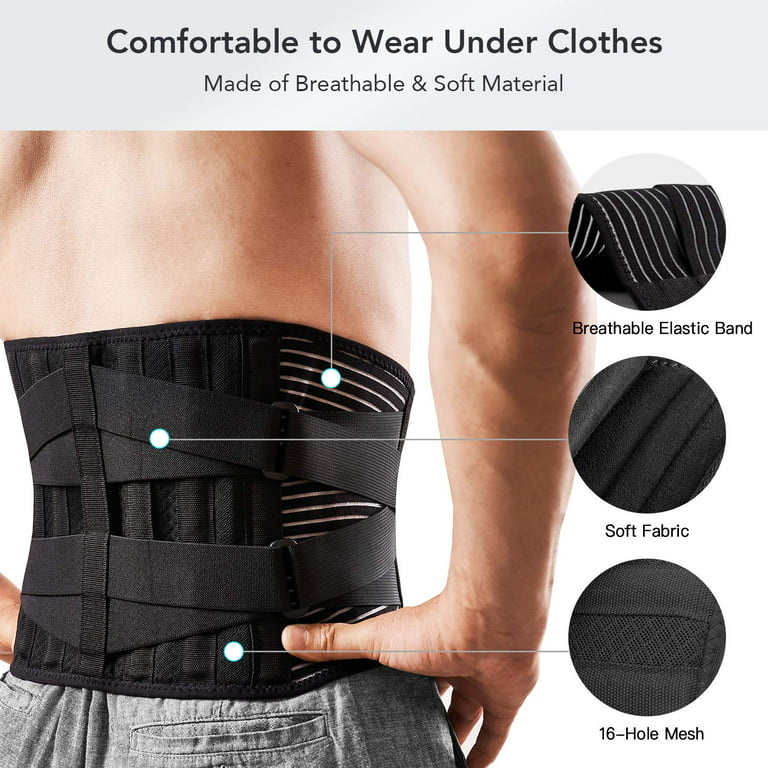 Wellco XL Breathable Back Support Belt for Men & Women Anti-Skid Lumbar Support for Heavy Lifting & Herniated Discs, Gray