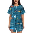 thumbnail image 1 of Fotbe Construction Trucks Conjunto de Pijama Estampado para Mujer, 2 Piezas, Ropa de Dormir con Camiseta de Manga Corta y Shorts Suaves-4X-Large, 1 of 6
