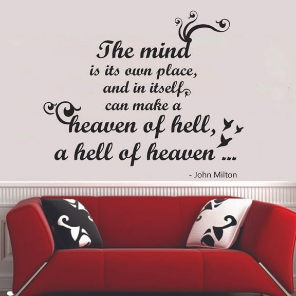 Heaven Of Hell - John Milton Religious Religion Quotes Christ Saying Inspirational Wall Decal Wall Art Design Stickers For Girls / Boys Home Room House Decor Vinyl Wall Sticker Decoration (18x20 inch