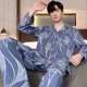 thumbnail image 1 of Pijamas de hombre de primavera y otoño de manga larga casual para hombre de talla grande suelto para jóvenes de mediana edad temperamento conjunto completo traje de ropa de casa, 1 of 5