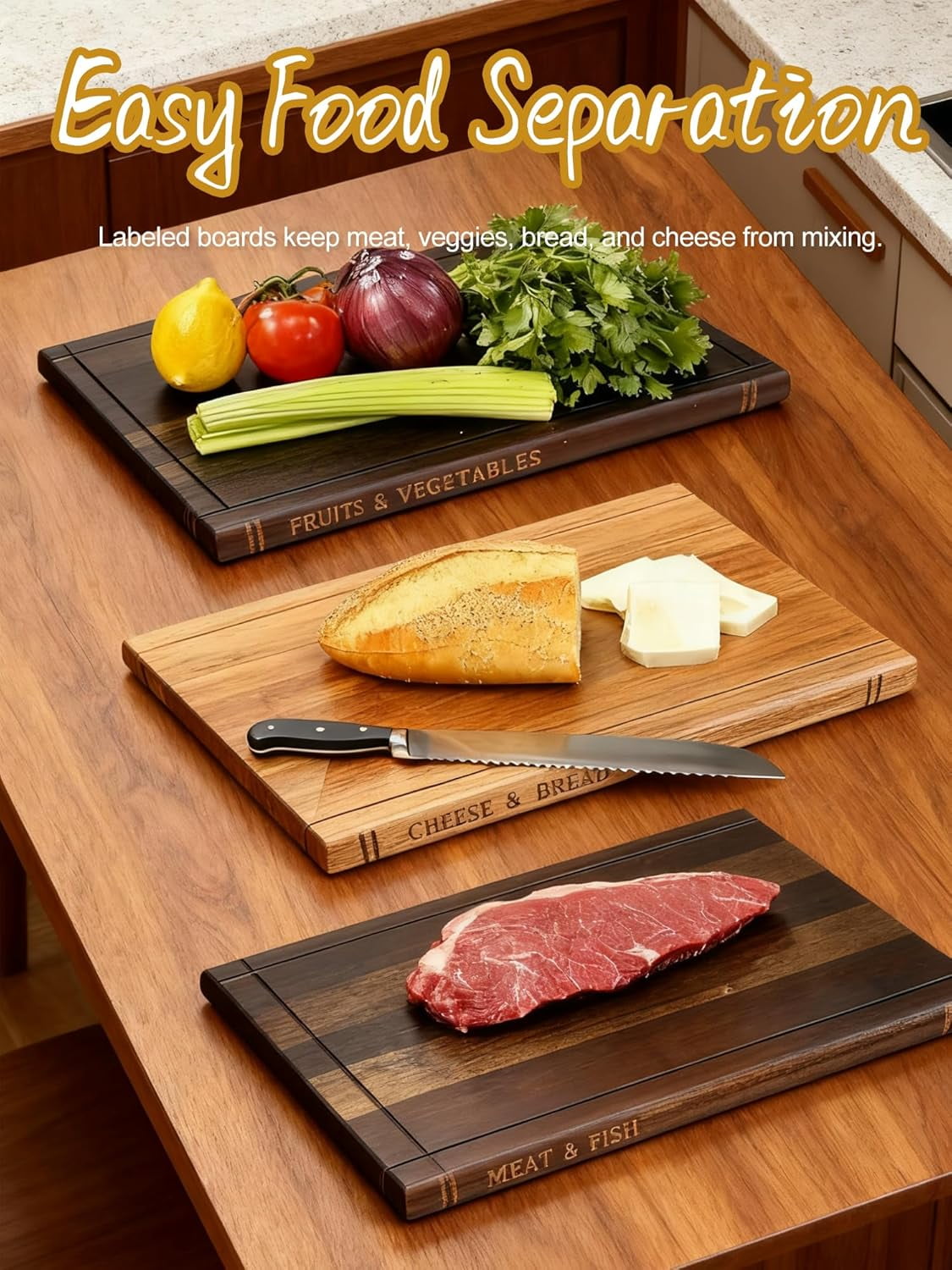 Book Cutting Board Set, Book Themed Cutting Board Set 100% Wood, Walnut Cutting Board Book Set with Stand For Kitchen, Cheese Bread Meat Vegetable Prep Serving Board