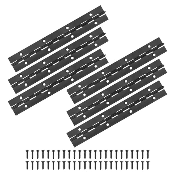 Uxcell Paquete de 6 Bisagras Continuas y de Piano Negras, 8x1.2x0.04" Acero Inoxidable con Tornillos para Puertas de Gabinetes