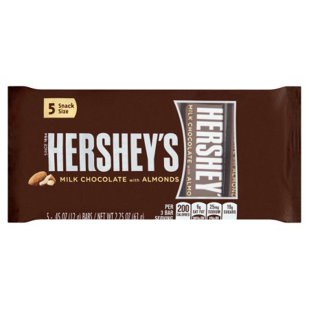 (3 pack) (3 Pack) Hershey's Milk Chocolate with Almonds Snack Size Candy Bars, 0.45 oz, 5 ct