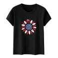 thumbnail image 4 of Usmixi Shirts for Women Independence Day Plus Size Loose Patriotic Tee Tops Summer Casual Crewneck Short Sleeve Sunflower Flag Print Ladies Blouses Black XXL, 4 of 4
