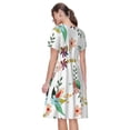 thumbnail image 2 of Bixox Robe d'Été à Manches Courtes pour Femmes Robe Ample Longueur Genou avec Poches-Joli Floral avec Feuilles, 2 of 7