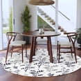thumbnail image 3 of Round Area Rug 5 Ft, Grey Black Botanical Washable Non-Slip Circle Carpet for Living Room/Bedroom, Watercolor Spring Floral Summer Leaf Low-Profile Runner Mats Collection Rugs for Indoor, 3 of 8