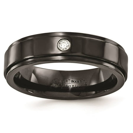 Dia Collection - Black Titanium .03ct Dia w/ 925 SS Bezel 6mm Wedding Band Sz 9