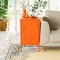 thumbnail image 3 of Single Door Lockable Metal End Table & Children's Bedside Table, 2-Tier Storage Cabinet with Adjustable Shelf, Easy Assembly Side Table for Living Room Bedroom Home Office Orange, 3 of 6
