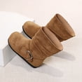 thumbnail image 4 of WAVSUF Girls Fleece Wide Width Boots Round Toe Soft Sole Anti Slip Fall Daily Mid Calf Boots Brown Size 2T, 4 of 9
