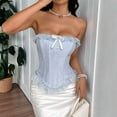 thumbnail image 5 of Women'S Bustier Tops Lace Bustier Tie Waist Shaper Tank Top Blue M, 5 of 8