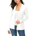 thumbnail image 2 of Outfmvch Women Lightweight Cardigans Open Front Casual Solid Color Long Sleeve Knit Sweater Cover Up with Pockets White XL, 2 of 6
