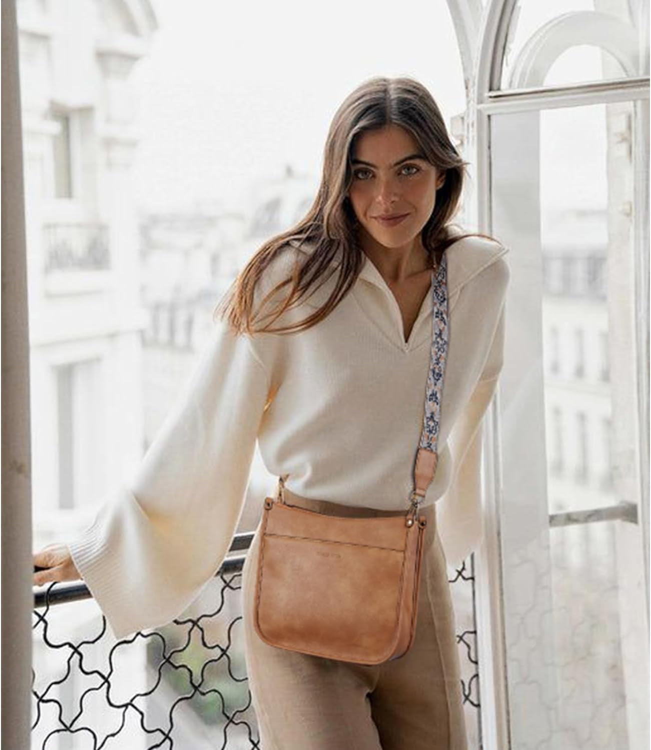 Ensemble de 2 sacs bandoulière en cuir végan pour femme - Sac hobo avec 2 bandoulières interchangeables style guitare, multiples poches, couleur verte