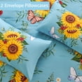 thumbnail image 7 of RYNGHIPY Floral Comforter Set King Size Butterflies Leaf Print Bed Comforter Set for Women Men Microfiber Breathable Quilt Set (Blue, King), 7 of 7