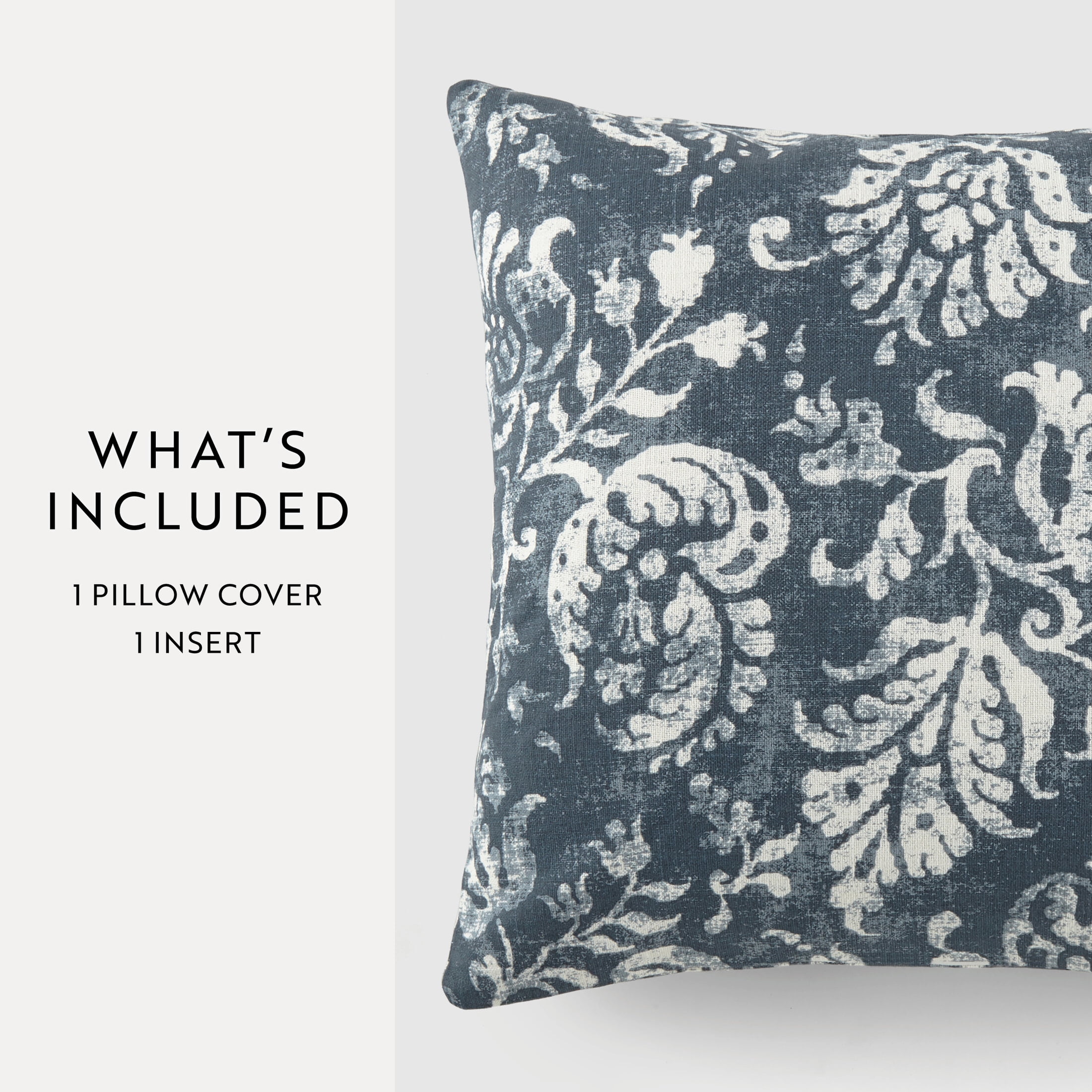 Noble Linens Elegant Cotton Decor Throw Pillow in Distressed Floral Pattern