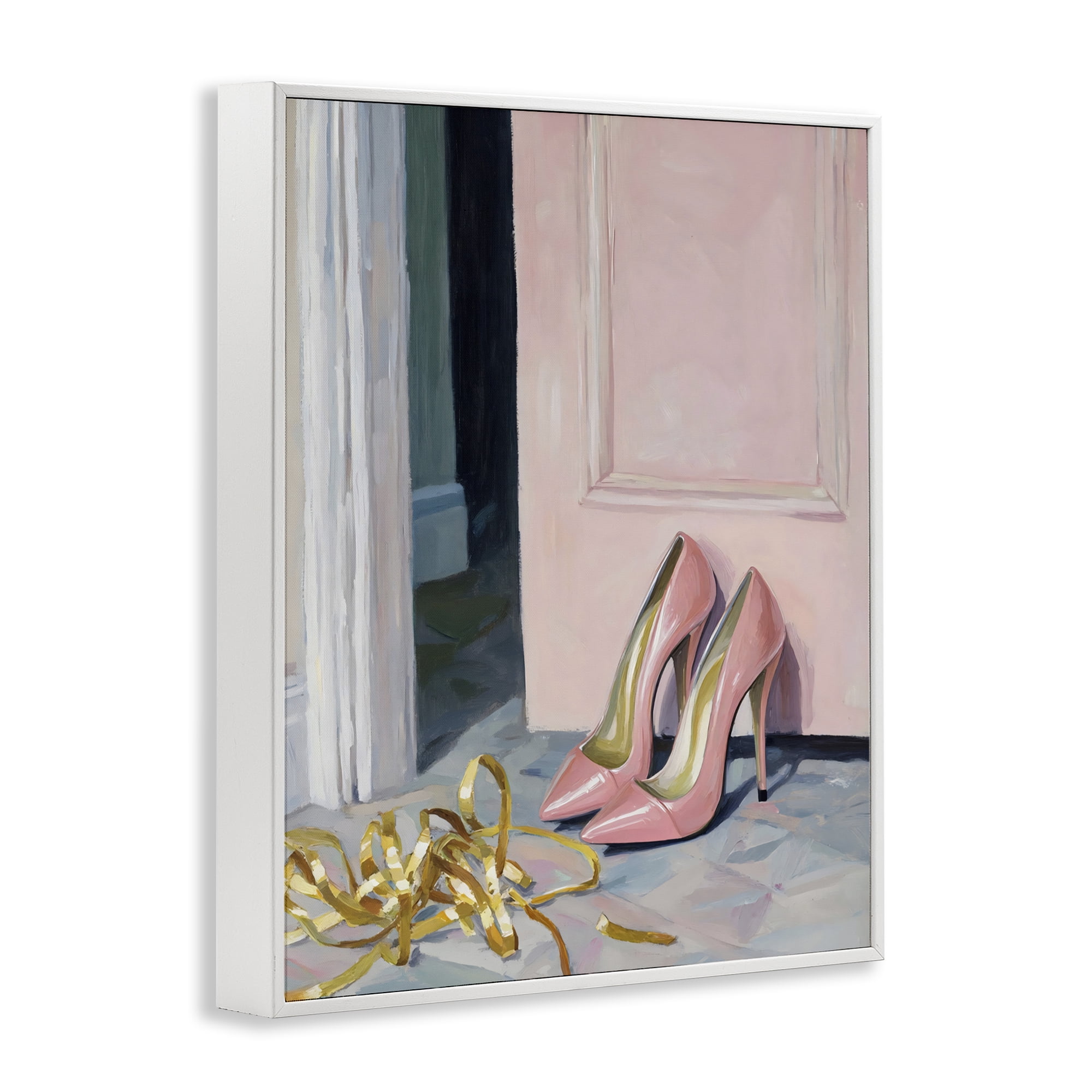 Stupell Industries Pink High Heels & Tinsel White Framed Giclee Art, design by The Prints Vibe