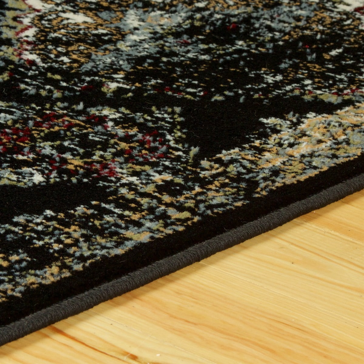 Superior Mayfair Distressed Damask Indoor Area Rug, 5' x 8', Black