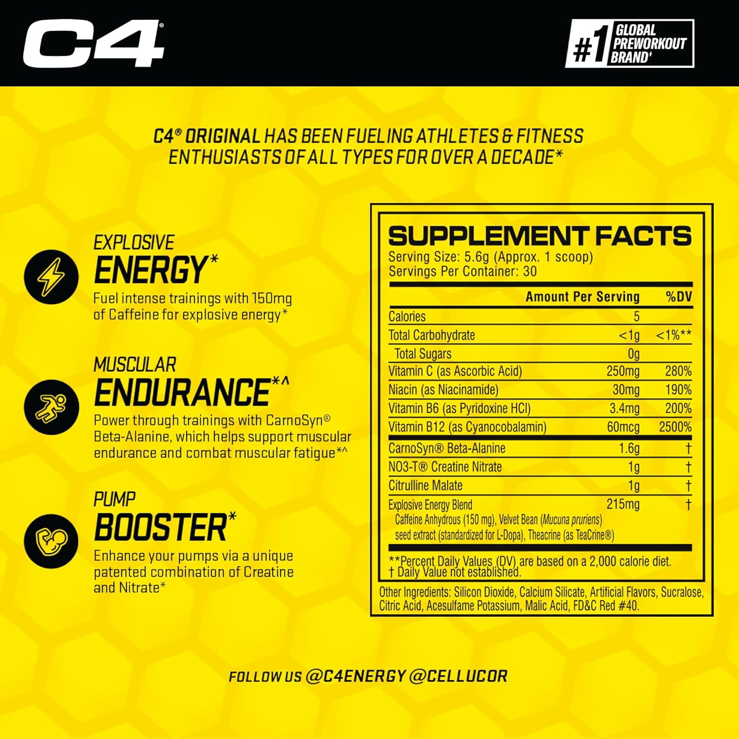 C4 Original Pre-Workout Powder, Watermelon, 30 Servings