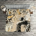 thumbnail image 2 of Ambesonne Jazz Quilted Coverlet 3 Pcs, Saxophone Music Rythim, King Size, Marigold Tan Black, 2 of 2