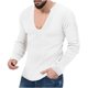 thumbnail image 1 of Blusas y camisas de manga larga con cuello en V para hombre, camisetas casuales de manga larga, jersey de punto, camisa de color liso con cuello en V, blusa para hombre, 1 of 6