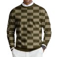 thumbnail image 3 of Men's Round Neck Long Sleeve Ribbed Knit Plaid Pullover, Sweater for Fall Winter, Casual Style and Holiday Gatherings,Army Green,L, 3 of 7