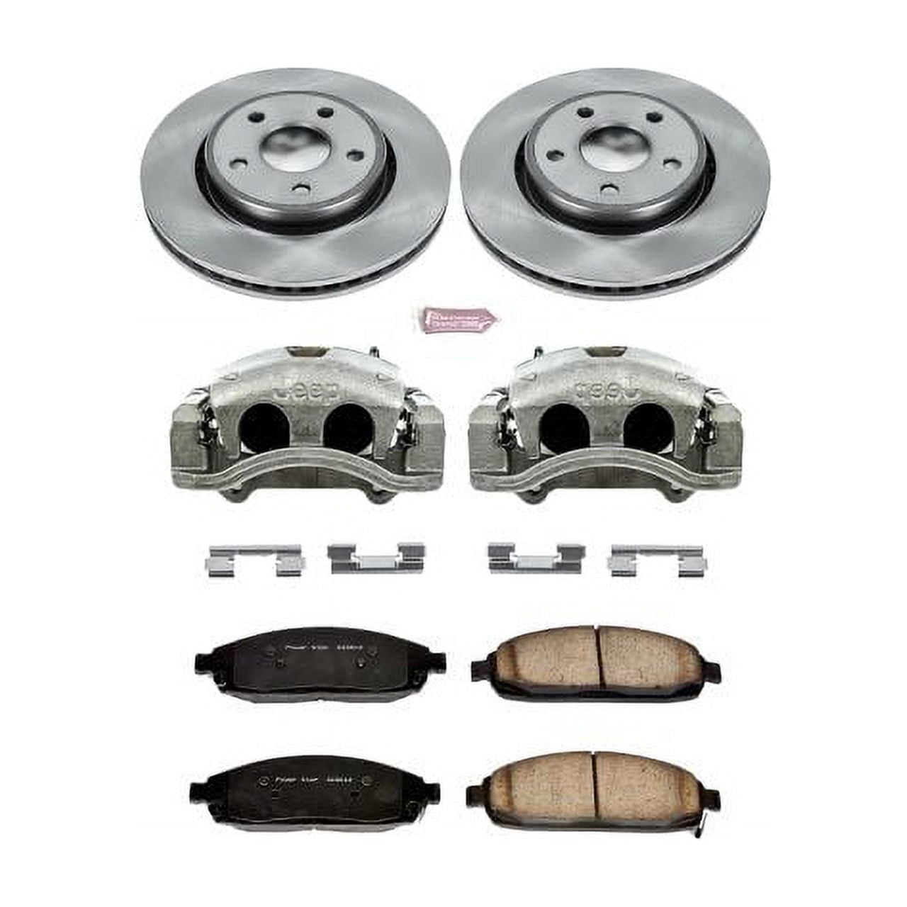 PowerStop Front Stock Replacement Brake Pad and Rotor Kit with Calipers Fits: JEEP Select Models KCOE2219