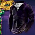 thumbnail image 2 of YM Mardi Gras T-shirt for Men Long Sleeve Quarter Zip Pullover Carnival Celebration Shirts Funny Graphic Print Collared Shirts, 2 of 4