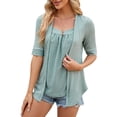 thumbnail image 1 of SZXZYGS Womens T Shirts Pack Cotton Women's Solid Color Square Patchwork Button Mid Sleeve T Shirt 2024 Summer, 1 of 5