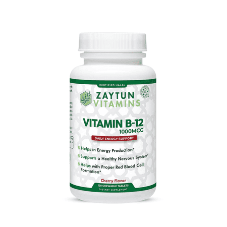 Zaytun Halal Vitamin B12 1000mcg, Promotes Energy Production, Metabolism and Healthy Nervous System - Vegetarians and Vegans Formula - Dairy-Free - 4 Months Supply - Made in USA