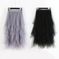 thumbnail image 4 of Fashion Elastic High Waist Long Tulle Skirt Women Irregular Hem Mesh Tutu Skirt Party Skirt Gray, 4 of 4