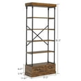 thumbnail image 4 of 81.3" Bookshelf with Storage Drawer, Tall Bookcase w/Metal Frame, 5 Tier Vintage Bookshelf Industry Display Storage Shelf for Office Living Room Library Bedroom, 4 of 7