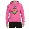 thumbnail image 2 of Trippy Mandala Nautical Colorful Mosaic Anchor | Mens Fashion Hooded Sweatshirt Graphic Hoodie, Neon Pink, 2XL, 2 of 4