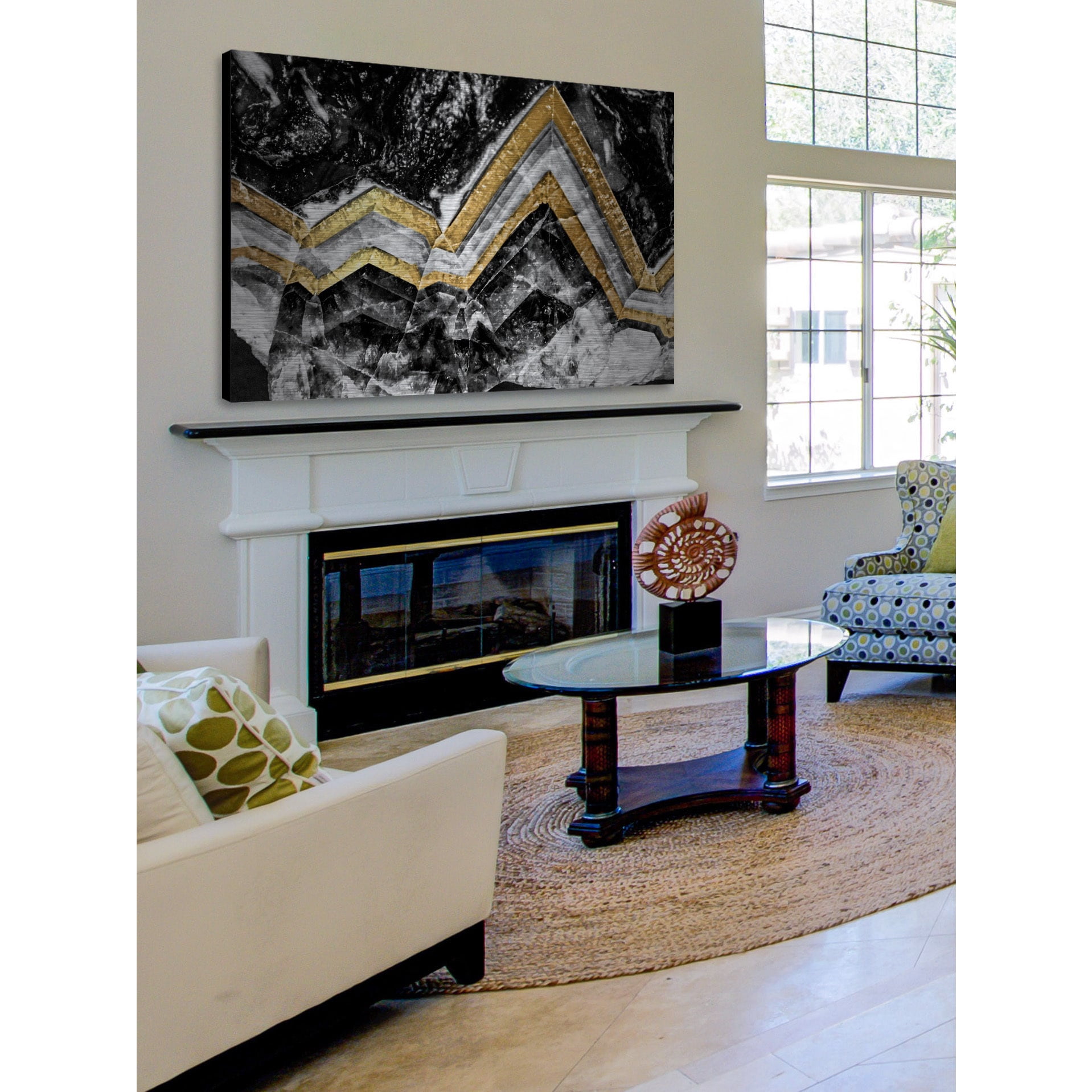 Marmont Hill - "Gold Bands" Painting Print on Brushed Aluminum