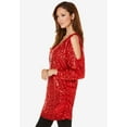 thumbnail image 3 of Roaman's Women's Plus Size Cold-Shoulder Sequin Tunic, 3 of 5