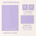 thumbnail image 3 of Juego de Sabanas Tacto Algodón Lila Matrimonial Kyuden Home, 3 of 5