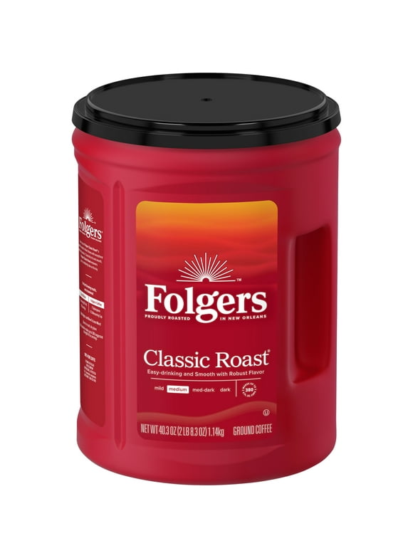 Folgers Classic Roast Ground Coffee, Medium Roast, 40.3-Ounce Canister