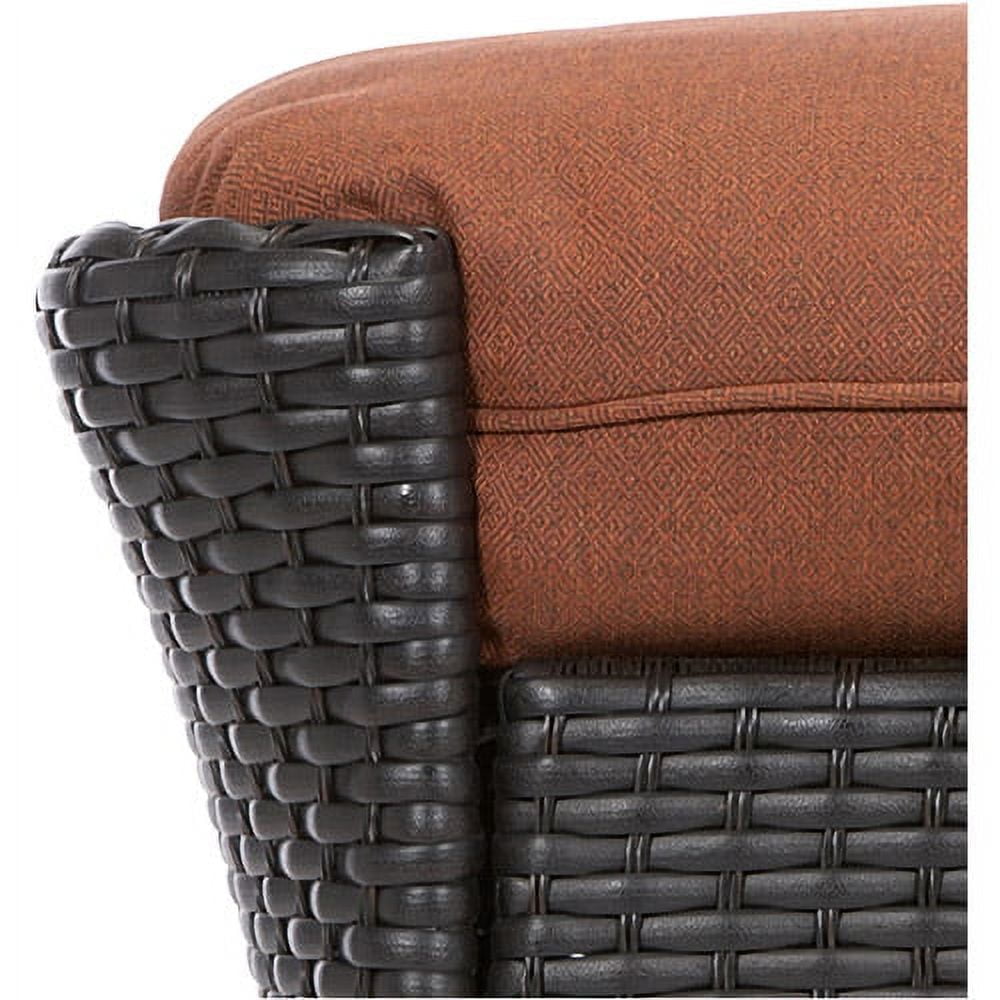 Hanover Strathmere Allure 2-Piece Steel Outdoor Patio Set Outdoor Patio Deep Seating Set with Brown Wicker, Woodland Rust Brown Cushions, and Oversized Ottoman, STRATHALLURE2PC