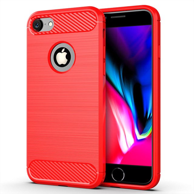 PANDACO Red Brushed Metal Case for iPhone 7 or iPhone 8 or iPhone SE (2020/2022)