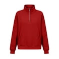 thumbnail image 6 of QINGFSAP Womens Long Sleeve Quarter Zip Sweatshirt High Neck Pullover Tunic Tops with Pockets, 6 of 9
