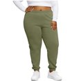thumbnail image 7 of Hogleaql Women's Plus Size Fleece Jogger Sweatpants Comfy Workout Elastic Waist Pants with Pockets Athletic with Cinched Cuffs Drawstring Loose Sweatpants Green 2XL, 7 of 7
