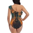 thumbnail image 5 of Pofeuu Sunset Prairie Meditating Horse Print Women's One Piece Swimsuits One Shoulder Swimwear Asymmetric Ruffle Monokinis Bathing Suits-Large, 5 of 6