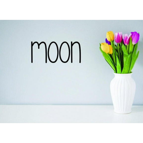 Decal Wall Sticker - Moon Text Lettering Inspirational Life QuoteHome Decor Picture Art 6x24 Inches