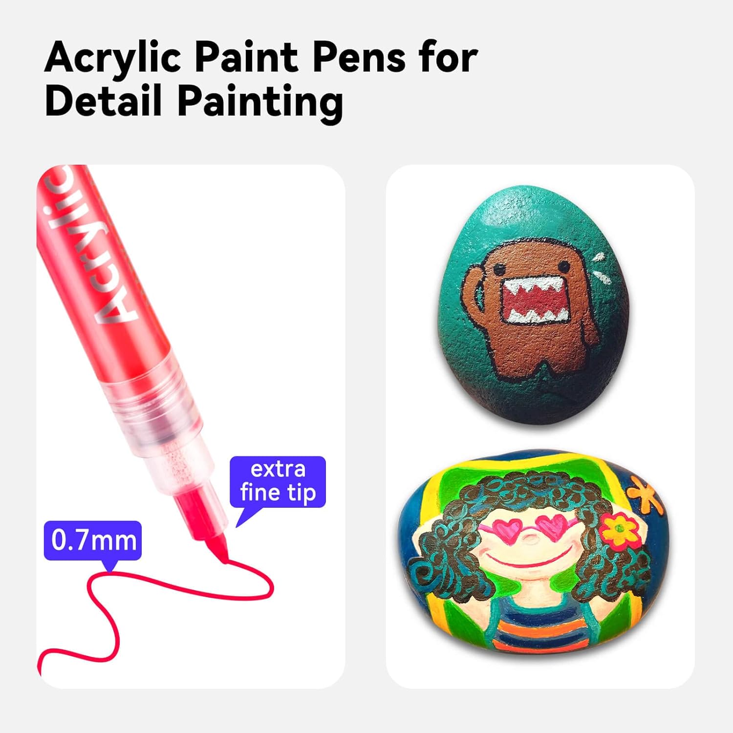 18 Color Extra Fine Tip Paint Pens - Premium Acrylic Paint Markers for Rock Painting, Canvas, Wood, Glass, Ceramic, Fabric